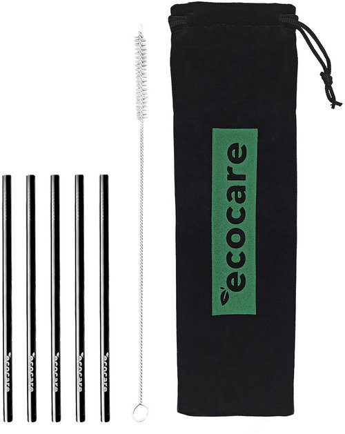 ECOCARE eco-friendly metal straws Black 16 × 0,6 cm (5 pcs) - Straw - Main image